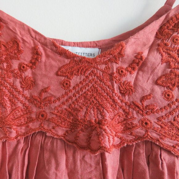 URBAN OUTFITTERS Jamie Embroidered Babydoll Dress Boho in Terracotta - Size S - Picture 9 of 16